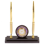 Часы настольные с двумя ручками из натурального камня Stone Clock варинант исполнения - 1 | Loft Concept в Липецке