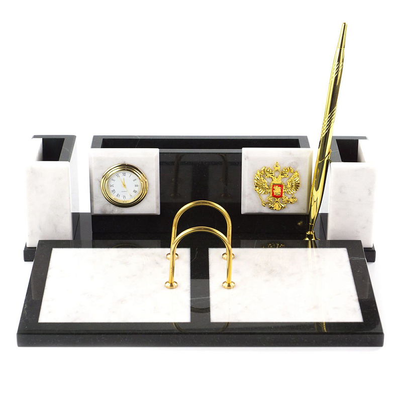 Настольный письменный набор из белого мрамора и змеевика Marble Accessory Золотой Белый Мрамор Bianco Черный Настольный письменный набор из белого мрамора и змеевика Marble Accessory Золотой Белый Мрамор Bianco Черный в Липецке | Loft Concept