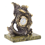 Часы настольные бронзовые в виде русалочки из натурального камня Змеевик Mermaid Stone Clock варинант исполнения - 3 | Loft Concept в Липецке