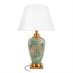 Настольная лампа бирюзовая с цветочным принтом Turquoise Flight варинант исполнения - 1 | Loft Concept в Липецке