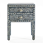 Тумбочка прикроватная White Pearl BEDSIDE CABINET 2 blue DRAWER варинант исполнения - 1 | Loft Concept в Липецке