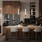 Подвесной светильник с узким цилиндрическим плафоном и черным металлическим декором Concrete Pipe варинант исполнения - 14 | Loft Concept в Липецке