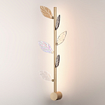 Бра с золотистой вертикальной трубкой и декоративными прозрачными листьями из стекла Sylva  варинант исполнения - 3 | Loft Concept в Липецке