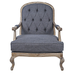 Кресло с пуфом с мягкой обивкой из льна Edward Armchair grey варинант исполнения - 1 | Loft Concept в Липецке