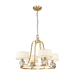 Люстра цвета латунь с 4-мя тканевыми абажурами и стеклянными шарами Quoizel варинант исполнения - 2 | Loft Concept в Липецке