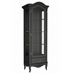 Витрина черная однодверная из массива бука с 4-мя полками и ящиком Black Provence варинант исполнения - 1 | Loft Concept в Липецке