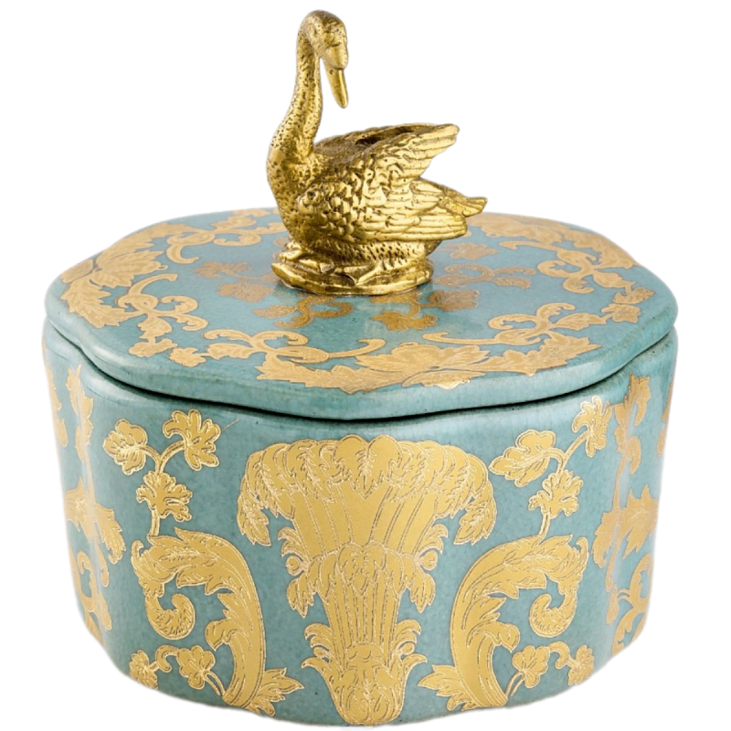 Фарфоровая шкатулка Swan Lake Бронза Голубой Фарфоровая шкатулка Swan Lake Бронза Голубой в Липецке | Loft Concept