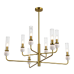 Люстра с 8-ю плафонами в форме стеклянных трубок и мраморных декоративных элементов Montreal варинант исполнения - 9 | Loft Concept в Липецке