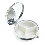 Таблетница карманная круглая с 3-мя отделениями с зеркалом и накладкой из натурального камня Жадеит Silver Stone Pillboxes варинант исполнения - 2 | Loft Concept в Липецке