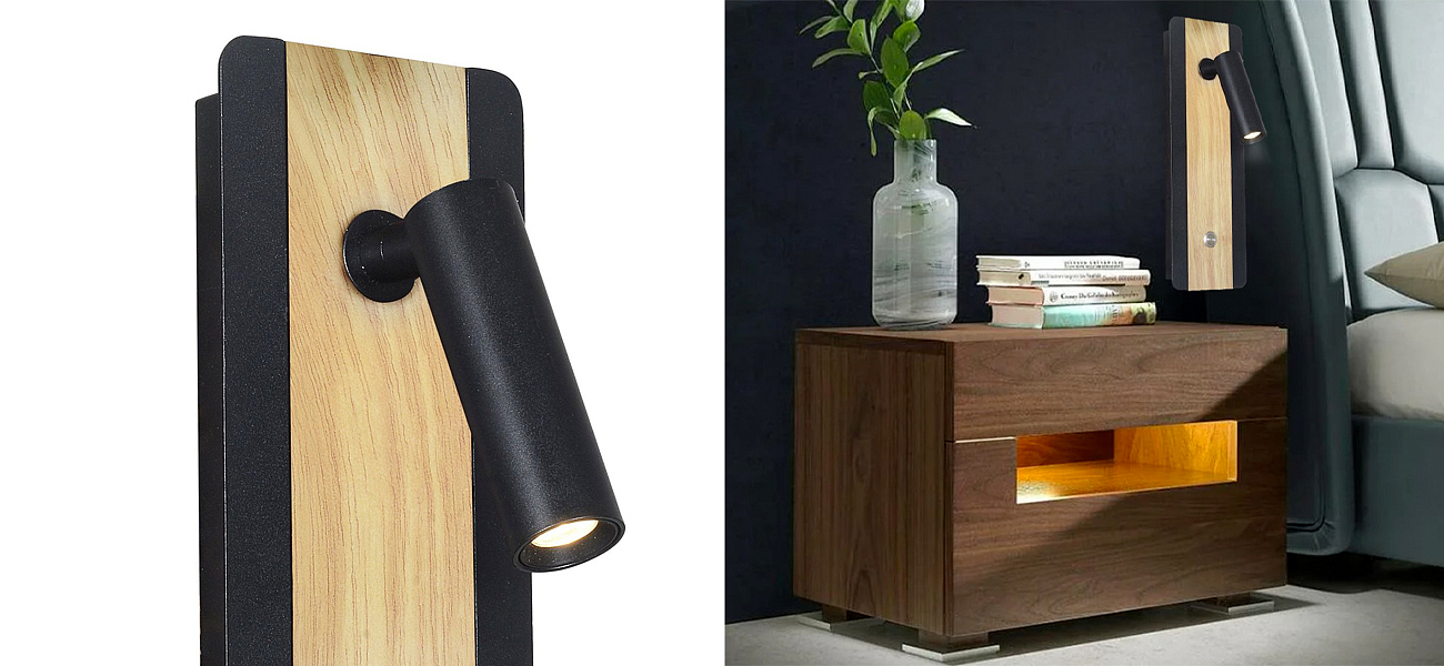 Бра с поворотным спотом GAVIN WOOD Light Бра с поворотным спотом GAVIN WOOD Light - Loft-Concept в Липецке