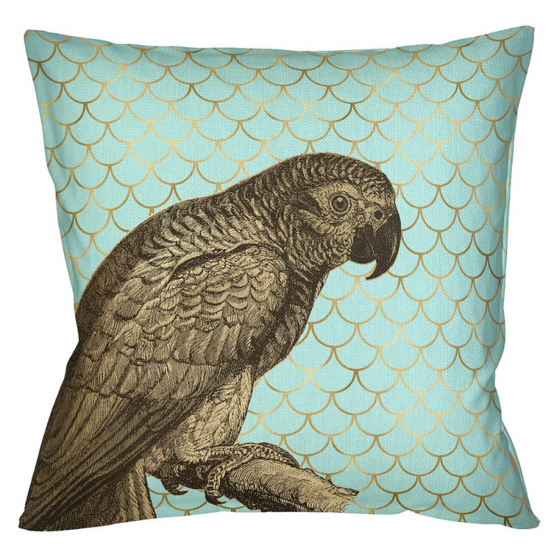 Подушка Safari light blue parrot Бирюзовый Глянцевое золото в Липецке | Loft Concept 