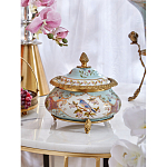 Шкатулка с крышкой из голубого фарфора с риунком птиц и цветов Blue Garden варинант исполнения - 3 | Loft Concept в Липецке