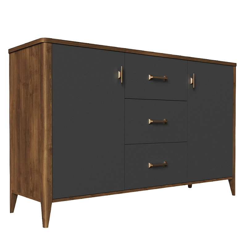 Комод с тремя ящиками и дверцами из массива бука Tasteful Furniture Серый Комод с тремя ящиками и дверцами из массива бука Tasteful Furniture Серый в Липецке | Loft Concept