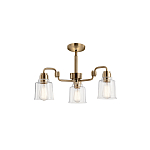 Люстра цвета латунь с 3-мя прозрачными стеклянными плафонами Kichler варинант исполнения - 3 | Loft Concept в Липецке