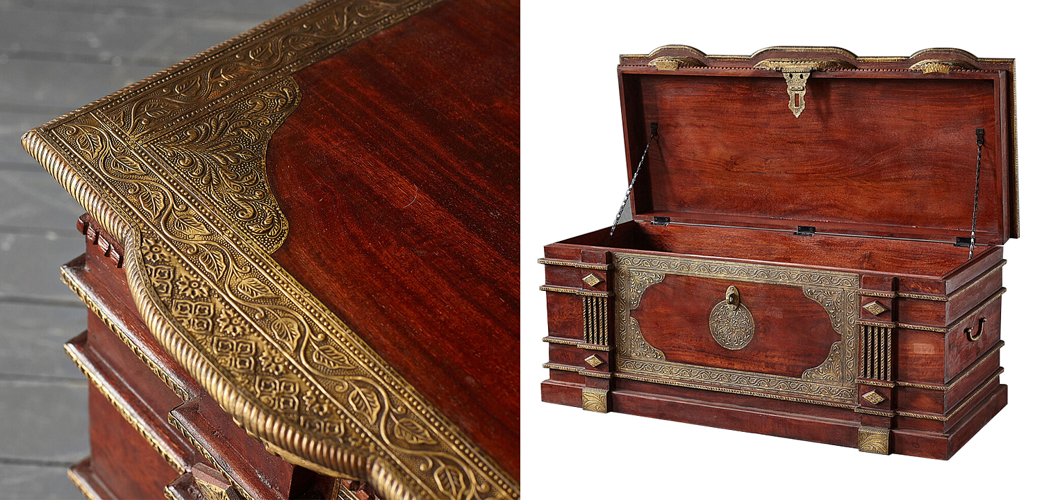 Сундук с латунной чеканкой Tejas Indian Inlaid Chest Сундук с латунной чеканкой Tejas Indian Inlaid Chest - Loft-Concept в Липецке