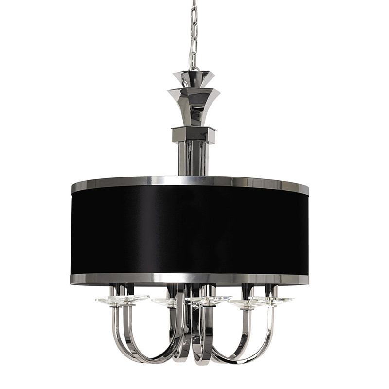 Люстра подвесная круглая с черным абажуром и чашей крепления в форме многогранника Natural Concepts Хром Сталь Золотой в Липецке | Loft Concept 