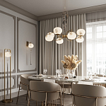 Подвесной светильник с шарообразным плафоном из белого стекла с подвеской из камня и кисточкой Agatelle варинант исполнения - 5 | Loft Concept в Липецке