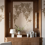 Обои с вышивкой ручной работы Deco Wisteria ﻿Midas colourway on Liso Pearl wool sateen варинант исполнения - 4 | Loft Concept в Липецке