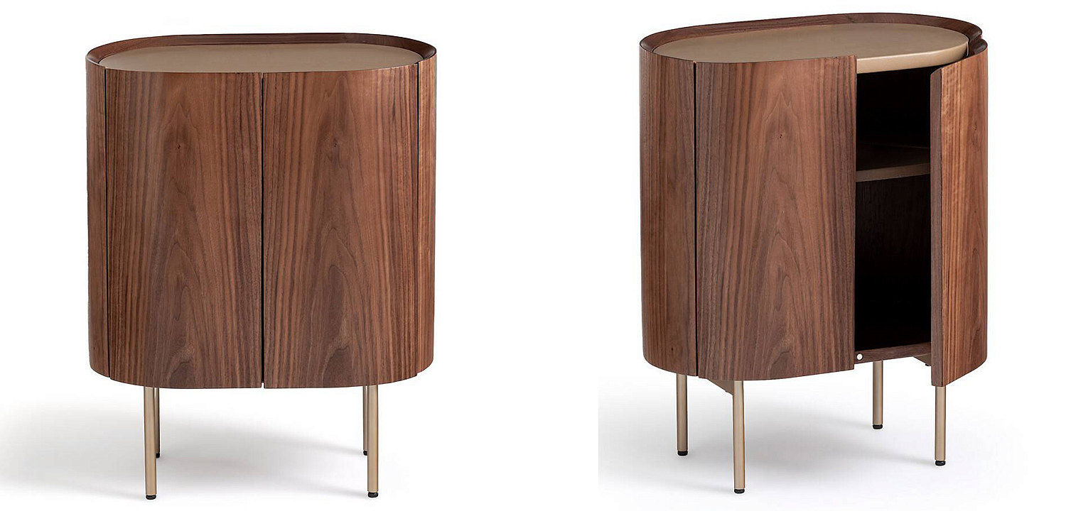 Тумба округлой формы Walnut and Leather массив ореха и столешница из натуральной кожи Тумба округлой формы Walnut and Leather массив ореха и столешница из натуральной кожи - Loft-Concept в Липецке
