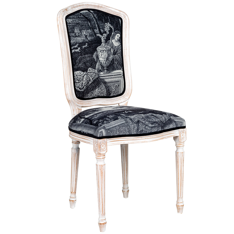 Стул Fontainebleau Stool Черно-белый Белый винтажная патина Стул Fontainebleau Stool Черно-белый Белый винтажная патина в Липецке | Loft Concept