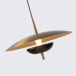 Подвесной светильник с золотым металлическим плафоном округлой формы и декоративным элементом из чёрного мрамора Midnight Grace  варинант исполнения - 2 | Loft Concept в Липецке