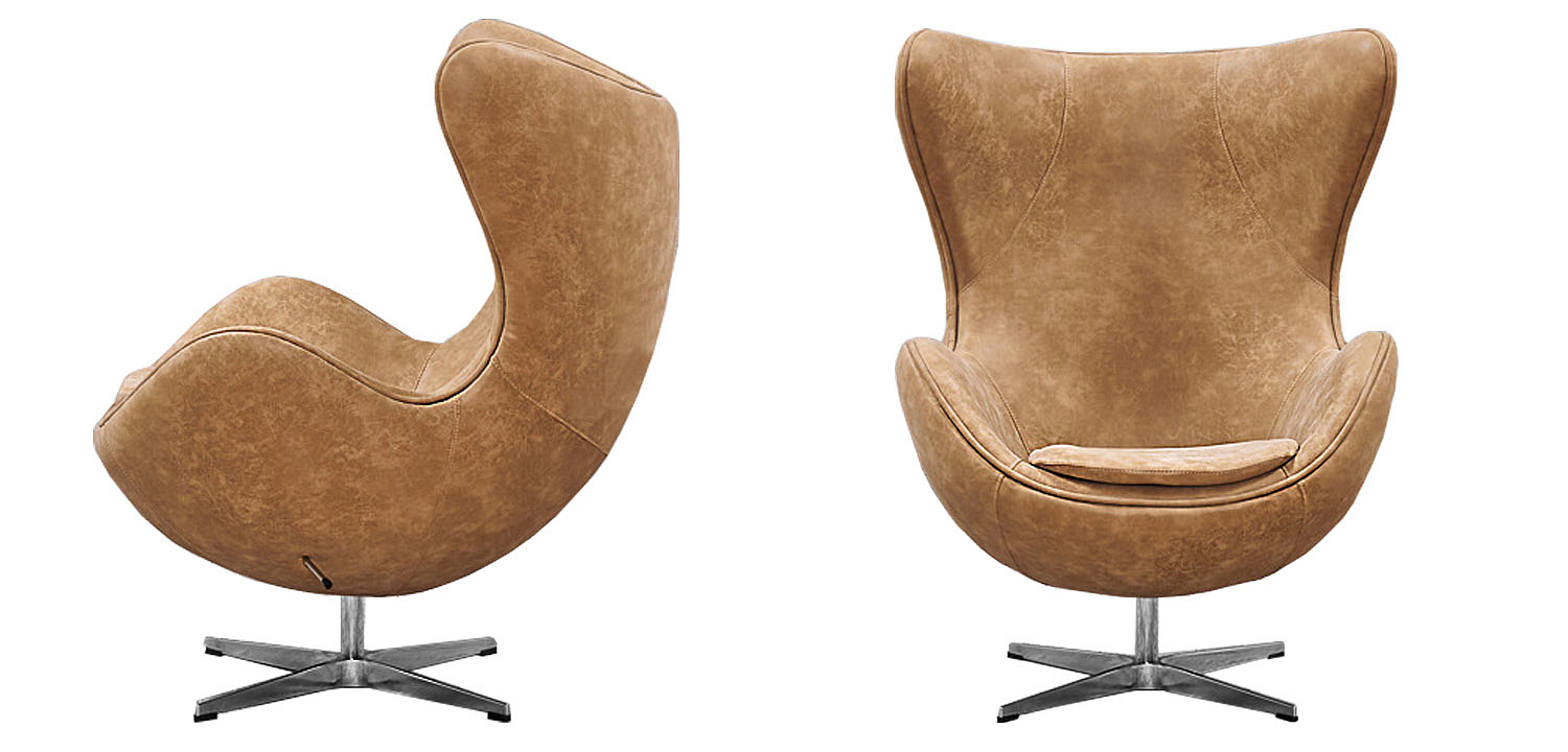 Кресло яйцо Egg Chair коричневая винтажная кожа Кресло яйцо Egg Chair коричневая винтажная кожа - Loft-Concept в Липецке