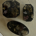 Шкатулка из эпоксидной смолы с цветами черная Epoxy Resin Oval Box Black варинант исполнения - 5 | Loft Concept в Липецке