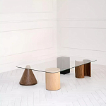 Дизайнерский журнальный стол с прозрачной столешницей и ножками в форме геометрических фигур Pytusin варинант исполнения - 1 | Loft Concept в Липецке