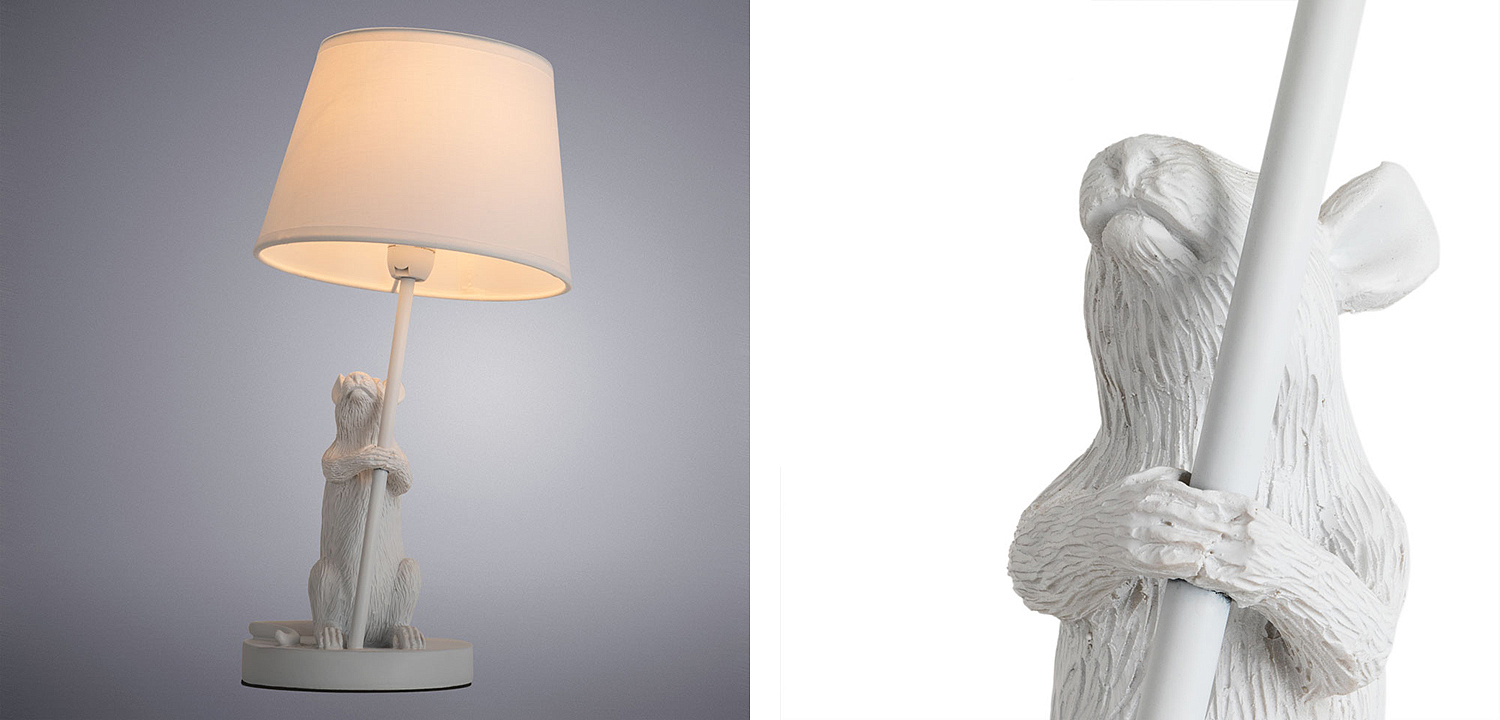 Настольная лампа White Mouse holding a lamp Настольная лампа White Mouse holding a lamp - Loft-Concept в Липецке