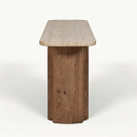 Консоль с овальной столешницей и фактурным деревянным основанием Enzo варинант исполнения - 1 | Loft Concept в Липецке