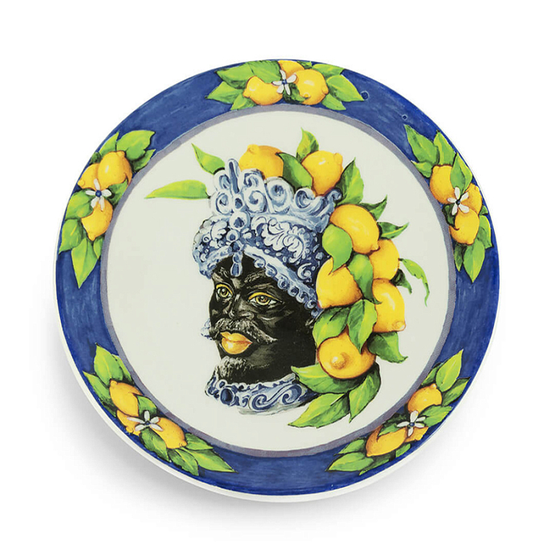 Тарелка Abhika PLATE MORO HEAD SMALL D 15,5 Blue Темно-синий Желтый Тарелка Abhika PLATE MORO HEAD SMALL D 15,5 Blue Темно-синий Желтый в Липецке | Loft Concept