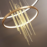 Люстра подвесная с 2-мя круглыми подвесами в черном и золотистом цвете и вертикальными подвесками Ring Horizontal варинант исполнения - 3 | Loft Concept в Липецке