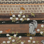 Обои ручная роспись The Art of Learning and Steps for the Flowers by Teo Yang Special Colourway on purple painted Xuan paper варинант исполнения - 2 | Loft Concept в Липецке