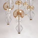 Люстра с плафонами из прозрачного и янтарного стекла в виде шаров и ромбов Gabriel Scott Luna варинант исполнения - 10 | Loft Concept в Липецке