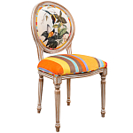 Стул бежевый в разноцветную полоску из натурального бука с изображением птиц и цветов Blooming Birds Colorful Stripes Chair варинант исполнения - 2 | Loft Concept в Липецке