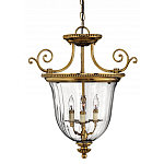 Люстра подвесная цвета латунь с прозрачным стеклянным плафоном и тремя лампами в классическом стиле на цепи Hinkley варинант исполнения - 1 | Loft Concept в Липецке