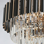 Люстра из черного металла с многоярусными подвесками из прозрачного хрусталя на золотой цепи Empire Black Chandelier Crystal варинант исполнения - 5 | Loft Concept в Липецке