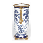 Ваза с бронзовыми ручками и синим цветочным узором Blue & White Ornament варинант исполнения - 3 | Loft Concept в Липецке