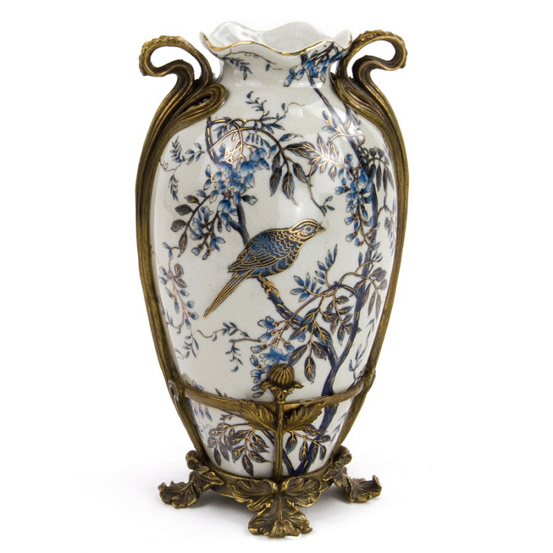 Ваза Blue and Bronze Bird Белый Бронза Синий Ваза Blue and Bronze Bird Белый Бронза Синий в Липецке | Loft Concept