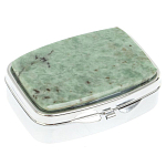 Таблетница карманная прямоугольная с 2-мя отделениями с зеркалом и накладкой из натурального камня Жадеит Silver Stone Pillboxes варинант исполнения - 1 | Loft Concept в Липецке