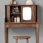 Туалетный стол деревянный с ящиком и зеркалом Moon Walnut Furniture варинант исполнения - 5 | Loft Concept в Липецке