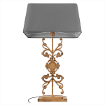 Настольная лампа на ажурном чугунном основании с серым абажуром Openwork Lamp варинант исполнения - 3 | Loft Concept в Липецке