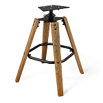 Барный стул со спинкой и металлической подставкой на 4-х деревянных ножках Бежевый Велюр Vendramin Chair варинант исполнения - 9 | Loft Concept в Липецке