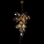 Люстра подвесная вытянутой формы с плафонами из стекла и металла с двумя вертикальными подвесками Gilded Mirage  варинант исполнения - 6 | Loft Concept в Липецке