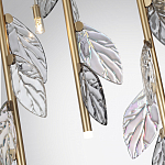 Люстра с золотистыми трубками и прозрачными стеклянными листьями на подвесах Sylva  варинант исполнения - 7 | Loft Concept в Липецке