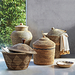 Корзина с крышкой из плетеного ротанга Jumaane Wicker Basket варинант исполнения - 3 | Loft Concept в Липецке