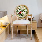 Стул с подлокотниками золотистый из бука с изображением птиц и цветов Blooming Red Birds варинант исполнения - 3 | Loft Concept в Липецке