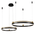 Люстра подвесная с двумя кольцами черного и золотого цвета Ring Horizontal варинант исполнения - 2 | Loft Concept в Липецке