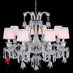 Люстра с 8-ю белыми текстильными абажурами и хрустальными подвесками Lustre Reverie варинант исполнения - 1 | Loft Concept в Липецке