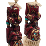 Комплект из 2-х деревянных статуэток Asmat Straw Headdress Statuettes Red Tattoo варинант исполнения - 3 | Loft Concept в Липецке